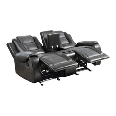 Briscoe Two-Tone Manual Reclining Double Glider Loveseat with Center Console - Ornate Home