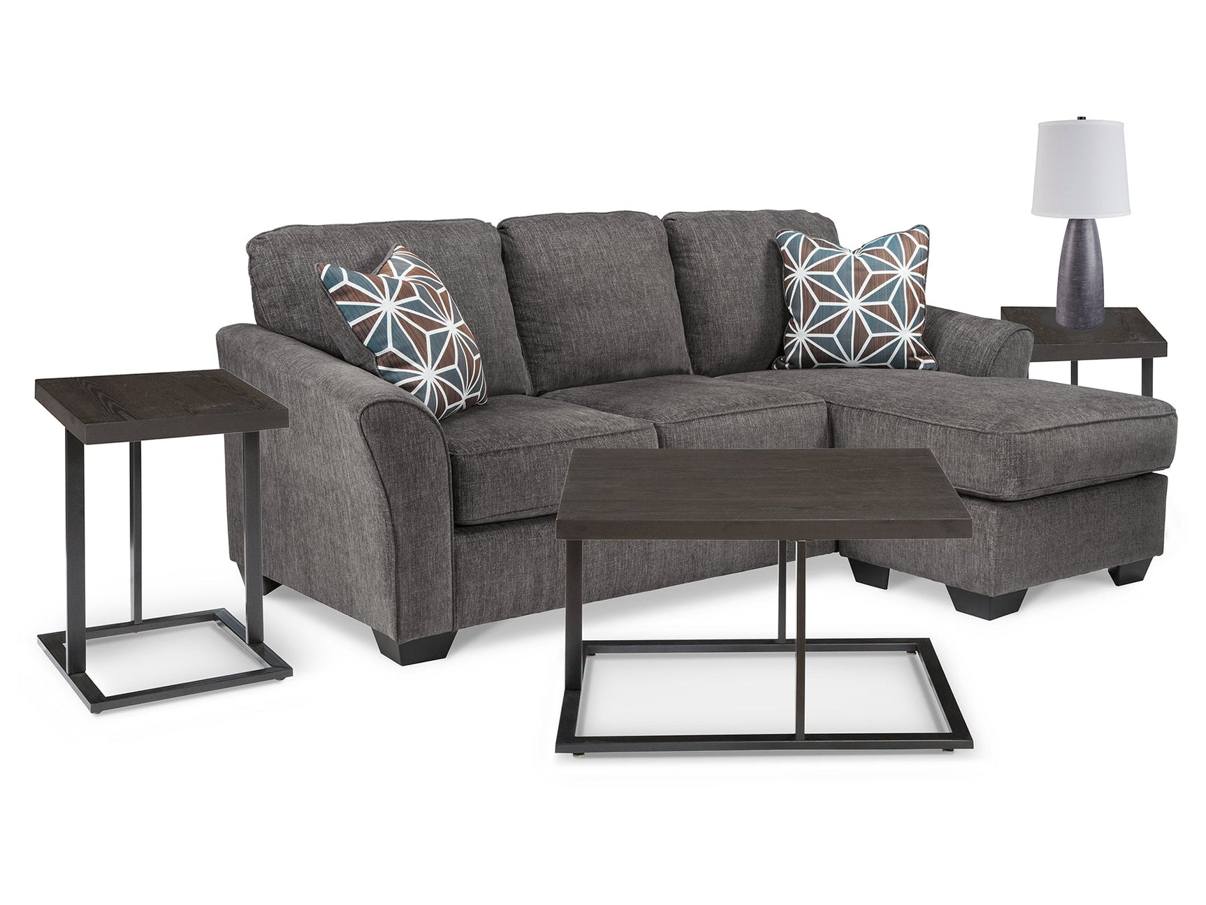 Brise Gray Sofa Chaise, Occasional Tables and Lamps - Ornate Home