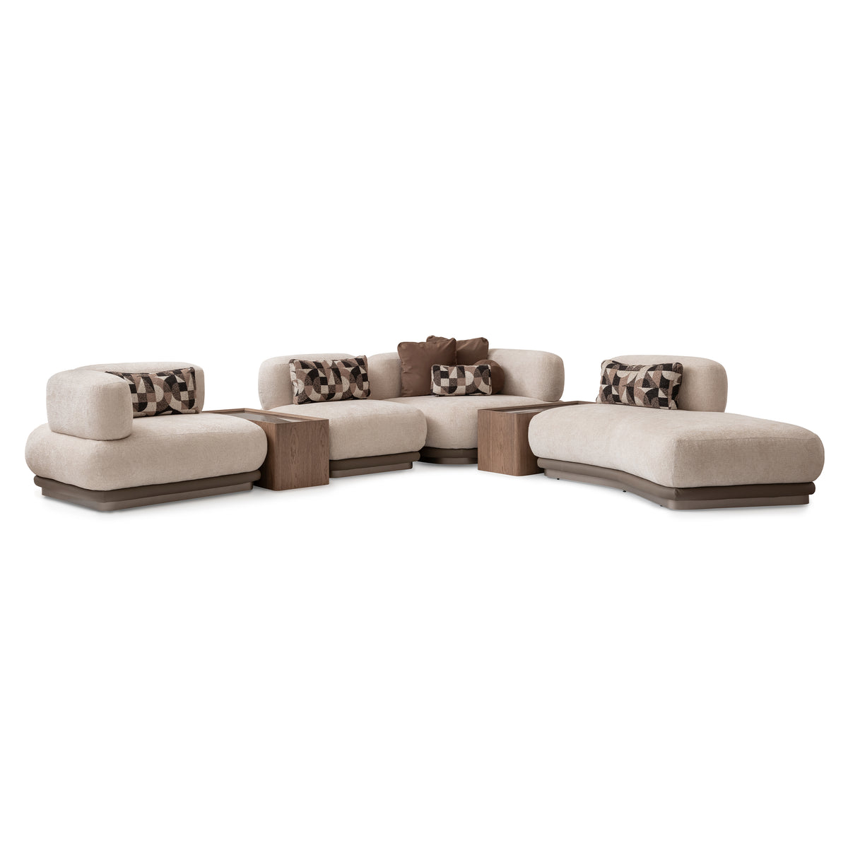 Bristol Point Saddle Brown/Fawn 5-Piece Modular Sectional