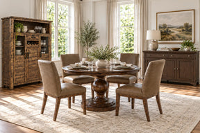 Bristol Walnut 48" Dining Table w/ 4 Chairs - Ornate Home