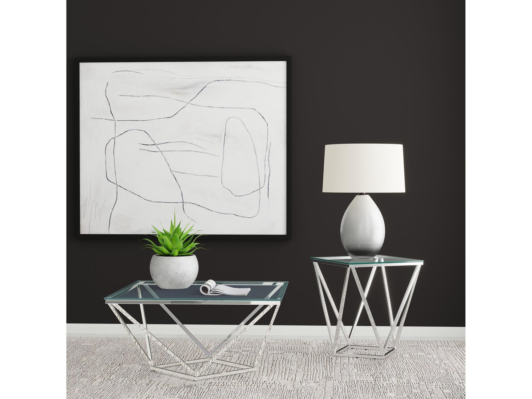 Brittania Nickel 2-piece Square Coffee and End Table Set - Ornate Home