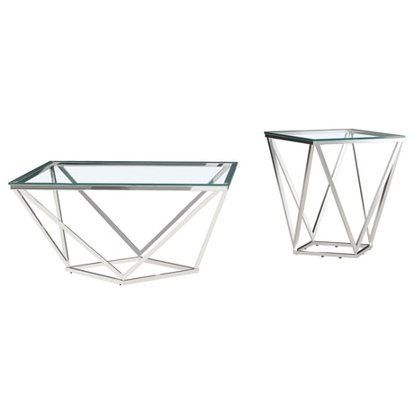 Brittania Nickel 2-piece Square Coffee and End Table Set - Ornate Home