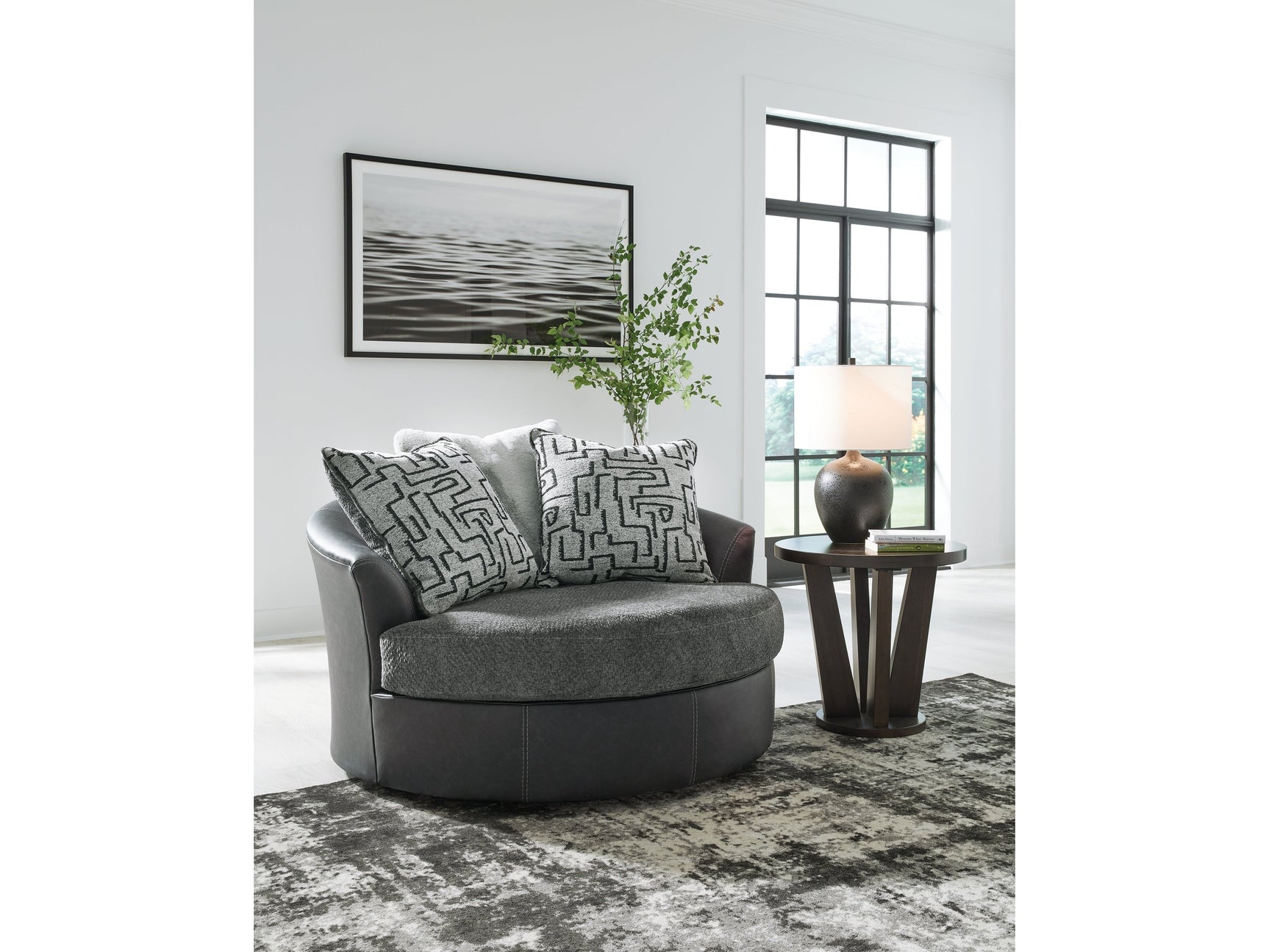 Brixley Pier Graphite Oversized Swivel Accent Chair (Online Special Price) - Ornate Home