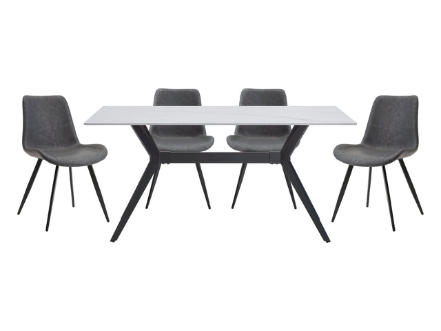 Brixley White/Gray/Black 5-Piece Dining Table Set - Ornate Home