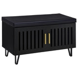 Brixton Black 2-door Padded Entryway Shoe Storage Bench - Ornate Home
