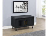 Brixton Black 2-door Padded Entryway Shoe Storage Bench - Ornate Home