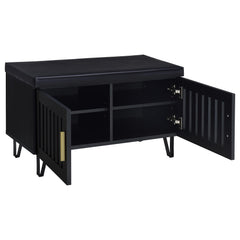 Brixton Black 2-door Padded Entryway Shoe Storage Bench - Ornate Home