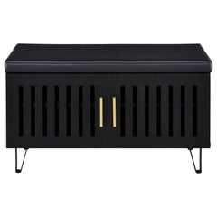 Brixton Black 2-door Padded Entryway Shoe Storage Bench - Ornate Home