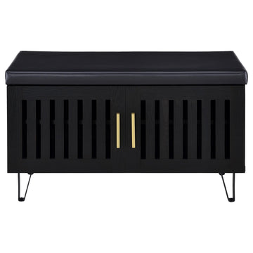 Brixton Black 2-door Padded Entryway Shoe Storage Bench - Ornate Home