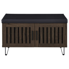 Brixton Smoked Oak 2-door Padded Entryway Shoe Storage Bench - Ornate Home