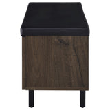 Brixton Smoked Oak 2-door Padded Entryway Shoe Storage Bench - Ornate Home