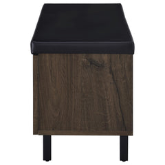 Brixton Smoked Oak 2-door Padded Entryway Shoe Storage Bench - Ornate Home