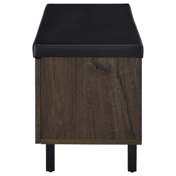 Brixton Smoked Oak 2-door Padded Entryway Shoe Storage Bench - Ornate Home