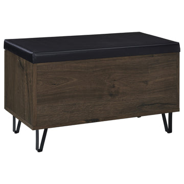 Brixton Smoked Oak 2-door Padded Entryway Shoe Storage Bench - Ornate Home