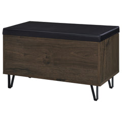 Brixton Smoked Oak 2-door Padded Entryway Shoe Storage Bench - Ornate Home