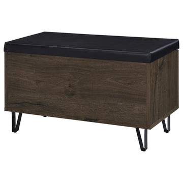 Brixton Smoked Oak 2-door Padded Entryway Shoe Storage Bench - Ornate Home