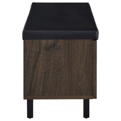 Brixton Smoked Oak 2-door Padded Entryway Shoe Storage Bench - Ornate Home