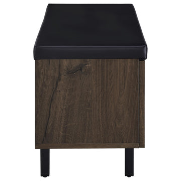 Brixton Smoked Oak 2-door Padded Entryway Shoe Storage Bench - Ornate Home