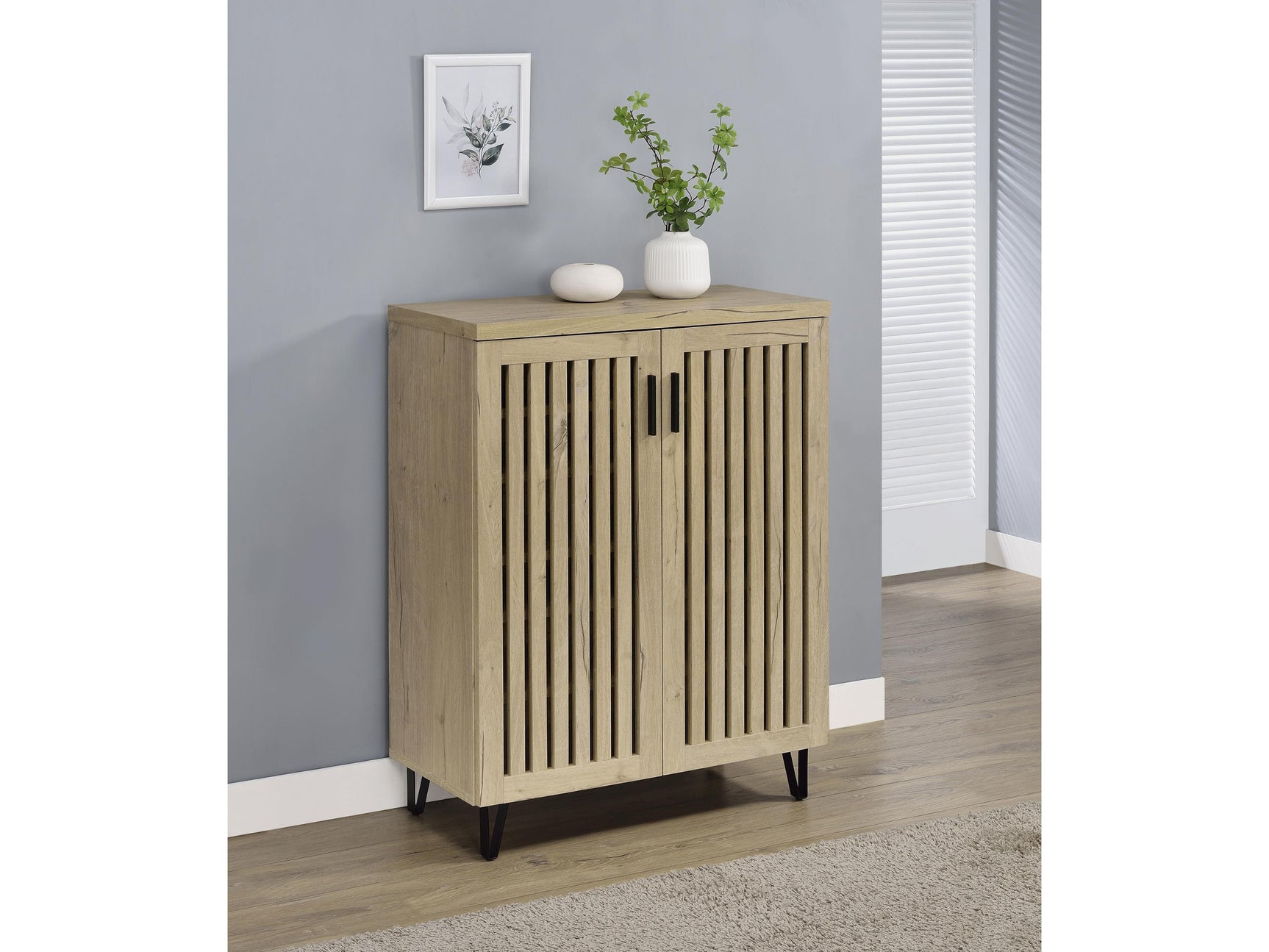 Brixton White Oak 2-door Entryway Shoe Storage Cabinets - Ornate Home