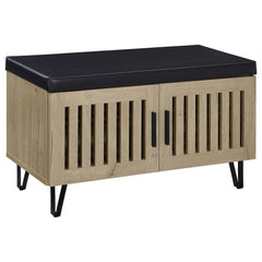 Brixton White Oak 2-door Padded Entryway Shoe Storage Bench - Ornate Home