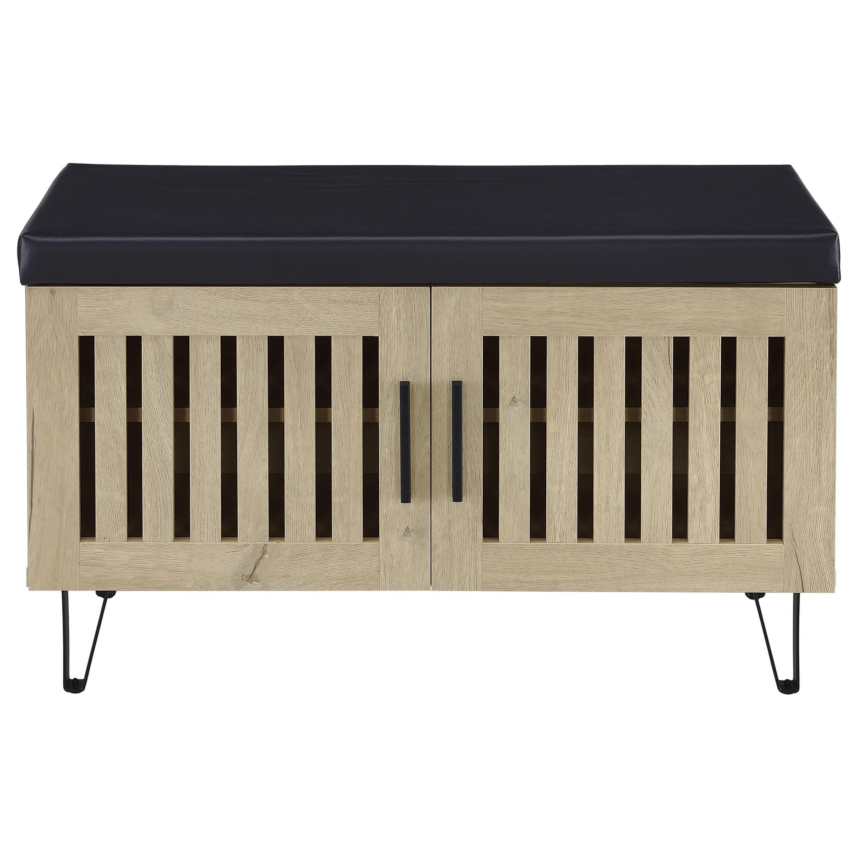 Brixton White Oak 2-door Padded Entryway Shoe Storage Bench - Ornate Home