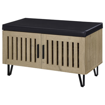Brixton White Oak 2-door Padded Entryway Shoe Storage Bench - Ornate Home