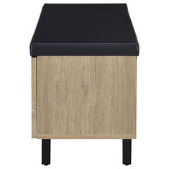Brixton White Oak 2-door Padded Entryway Shoe Storage Bench - Ornate Home