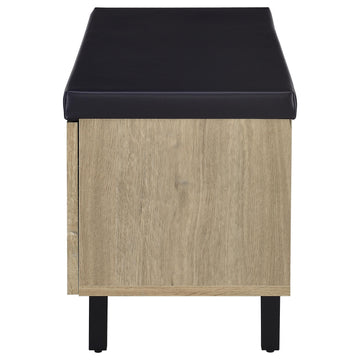 Brixton White Oak 2-door Padded Entryway Shoe Storage Bench - Ornate Home