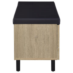 Brixton White Oak 2-door Padded Entryway Shoe Storage Bench - Ornate Home