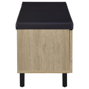 Brixton White Oak 2-door Padded Entryway Shoe Storage Bench - Ornate Home