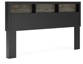 Broachmyn Black/Gray Lighted King Bookcase Headboard - Ornate Home