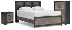 Broachmyn Black/Gray Queen Bookcase Bed, Chest and Nightstand - Ornate Home