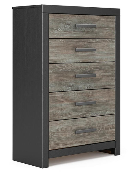 Broachmyn Black/Gray Queen Bookcase Bed, Chest and Nightstand - Ornate Home