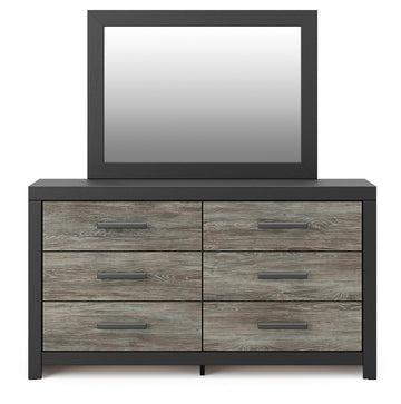 Broachmyn Black/Gray Queen Bookcase Panel Bed, Dresser, Mirror and Nightstand - Ornate Home