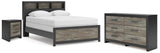 Broachmyn Black/Gray Queen Bookcase Panel Bed, Dresser and Nightstand (Online Special Price) - Ornate Home