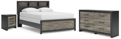 Broachmyn Black/Gray Queen Bookcase Panel Bed, Dresser and Nightstand - Ornate Home