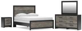 Broachmyn Black/Gray Queen Panel Bed, Dresser, Mirror and Nightstand - Ornate Home