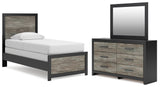 Broachmyn Black/Gray Twin Panel Bed, Dresser and Mirror (Online Special Price) - Ornate Home