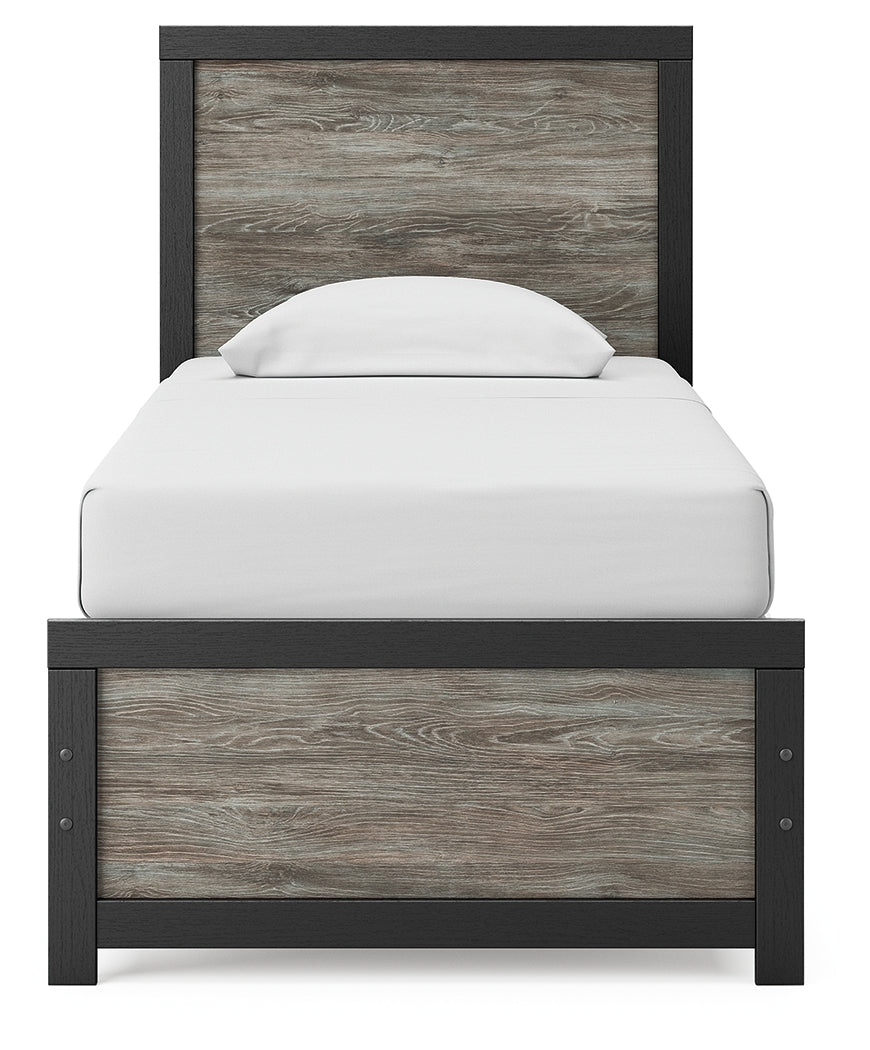 Broachmyn Black/Gray Twin Panel Bed, Dresser and Mirror - Ornate Home