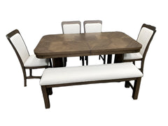 Broadmoor White/Brown Bench - Ornate Home
