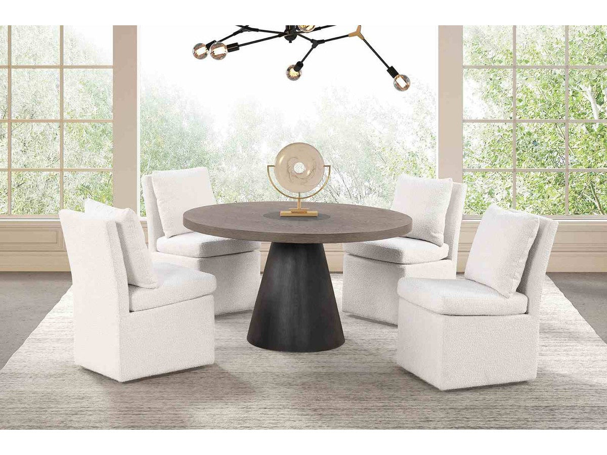 Broager Rustic Oak/Dark Walnut 5 Pc. Round Dining Table Set - Ornate Home