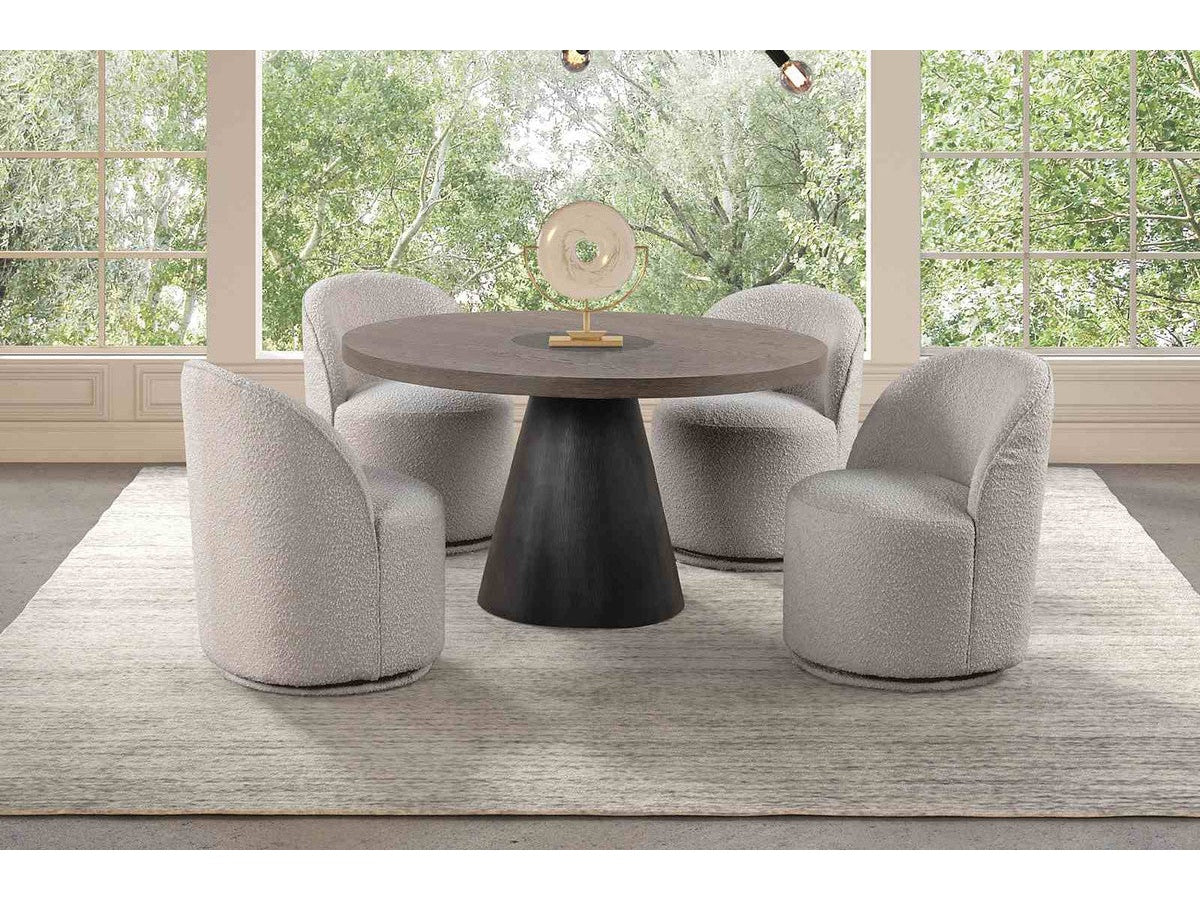 Broager Rustic Oak/Dark Walnut 5 Pc. Round Dining Table Set - Ornate Home