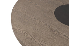 Broager Rustic Oak/Dark Walnut 5 Pc. Round Dining Table Set With White Caster Chairs - Ornate Home
