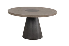 Broager Rustic Oak/Dark Walnut 5 Pc. Round Dining Table Set With White Swivel Chairs - Ornate Home