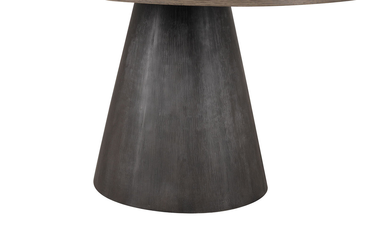 Broager Rustic Oak/Dark Walnut 5 Pc. Round Dining Table Set With White Swivel Chairs - Ornate Home