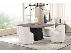 Broager Rustic Oak/Dark Walnut 5 Pc. Square Table Set With White Swivel Chairs - Ornate Home