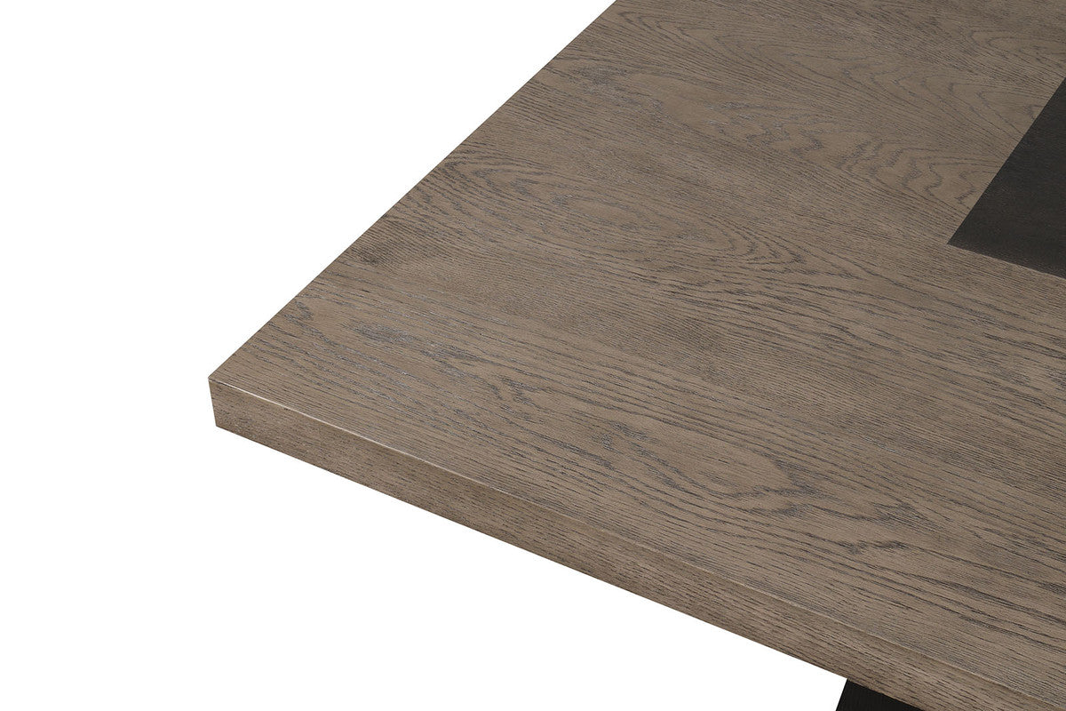 Broager Rustic Oak/Dark Walnut 5 Pc. Square Table Set With White Swivel Chairs - Ornate Home