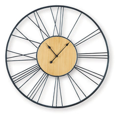 Brockett Black/Natural Wall Clock - Ornate Home
