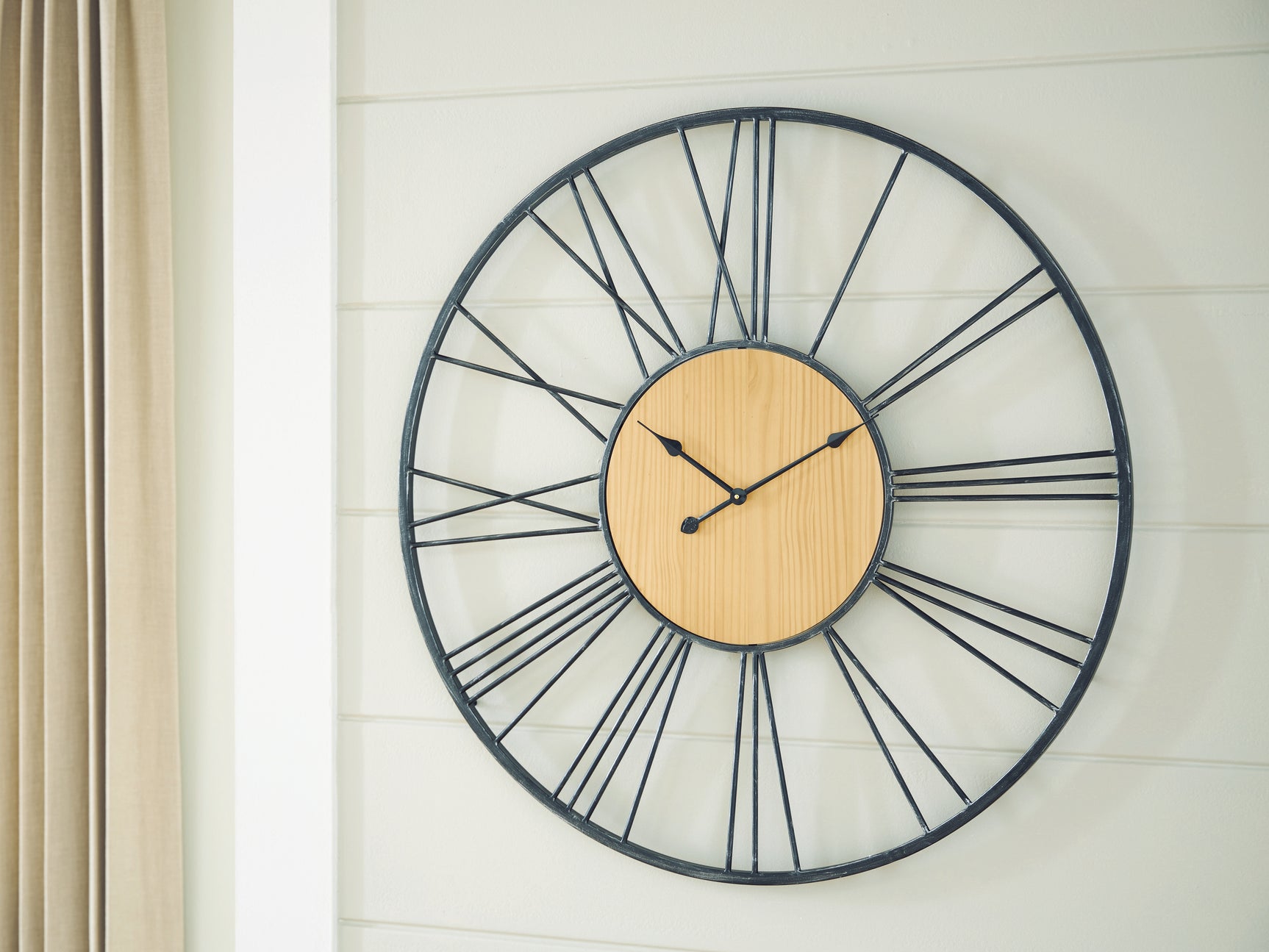 Brockett Black/Natural Wall Clock - Ornate Home