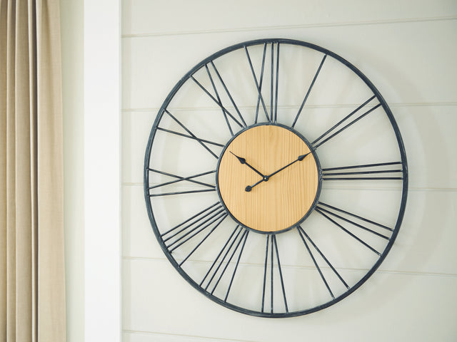 Brockett Black/Natural Wall Clock - Ornate Home